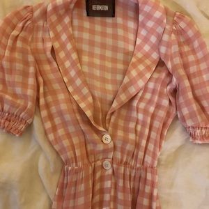 Reformation pink gingham midi